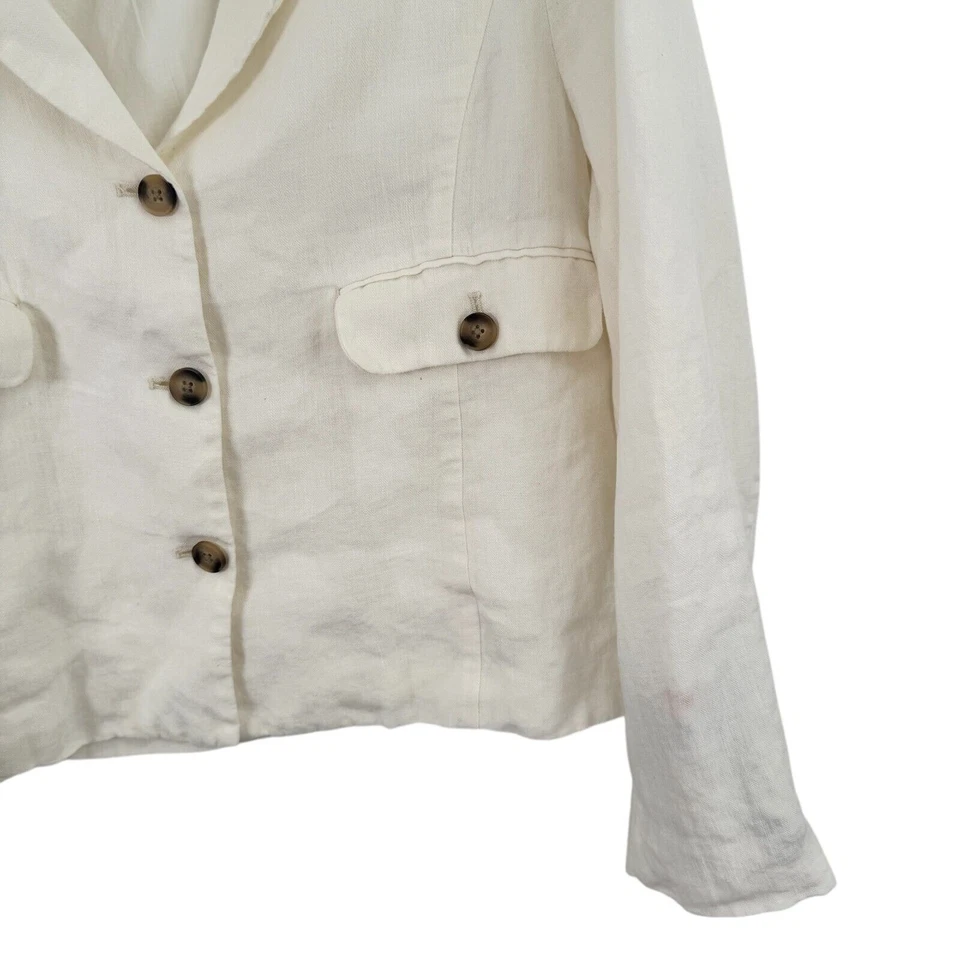 Blazer Sundance 100 % lino blanco Preppy oficina Lagenlook costero para mujer talla XL Foto 2 de 4
