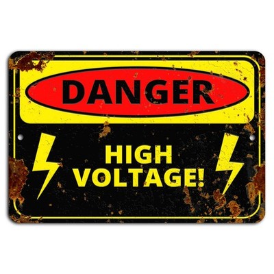 Rustic Metal Sign BanginPrints Danger High Voltage Aluminum 8x12 Inches