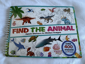 Find the Animal Sticker Book Spiral-Bound, Match Stickers to Hidden Images, 400+