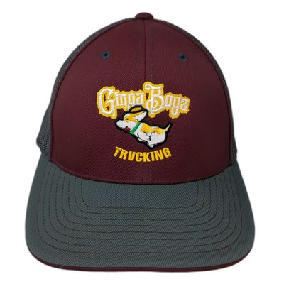 Pacific Headwear Baseball Cap Red Gray Fitted XL Hat Mesh Ginga Boya Trucking