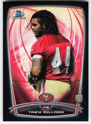 2014 Bowman Chrome Black Refractor Trey Millard Rookie #121 49ers RC,/299