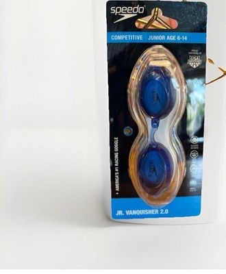 Speedo Competitive Jr. Vanquisher 2.0 Swim Goggles, Blue (Age 6-14)