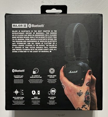 Marshall Major III Bluetooth Wireless On-ear Headphones Black for