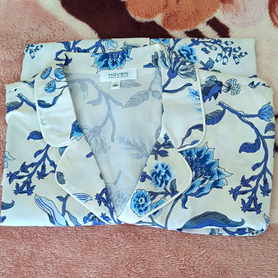 Haven Well Within Women s 100% Cotton Floral Sleepshirt White/Blue L