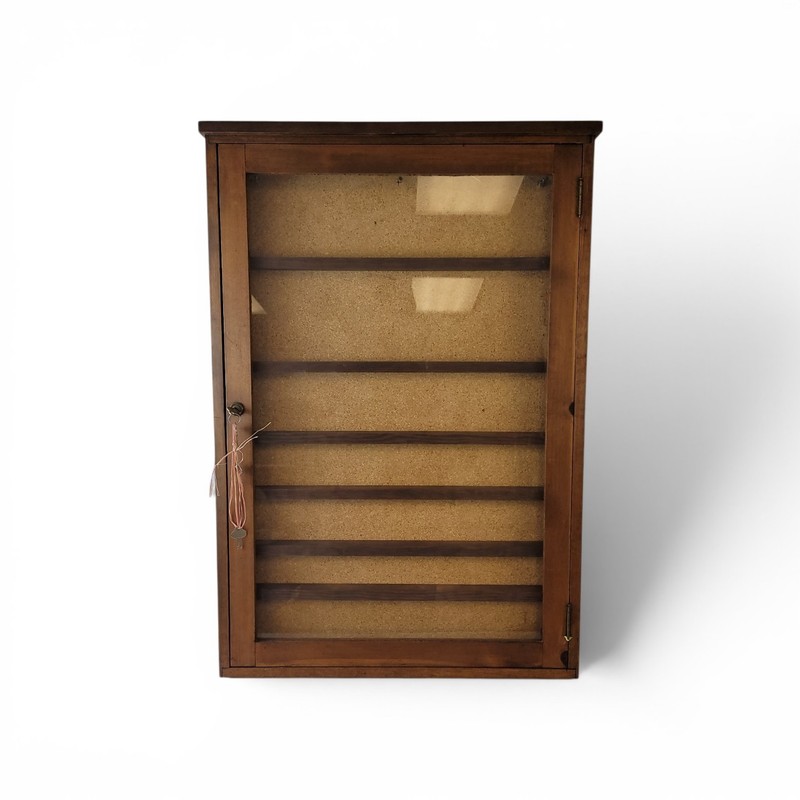 Wooden Wall Display Cabinet Curio Case Glass Door Locking Shelf - Local Pickup