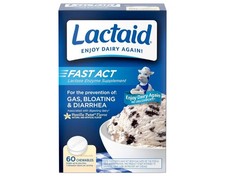 Lactaid Fast Act Lactase Enzyme Supplement 60 Chewables   Gas Bloating Diarrhea