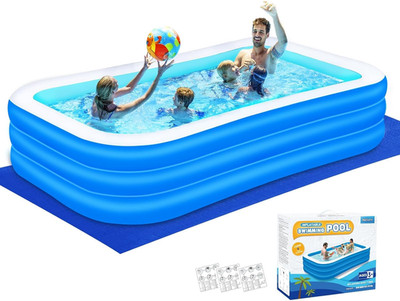 Inflatable Swimming Pool for Kids and Adults- 118'' X 68'' X 22'' Family Full-Sized