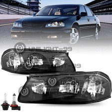 For 2000-2005 Chevy Impala Black Housing Headlights Assembly Wbulbs Lhrh 00-05