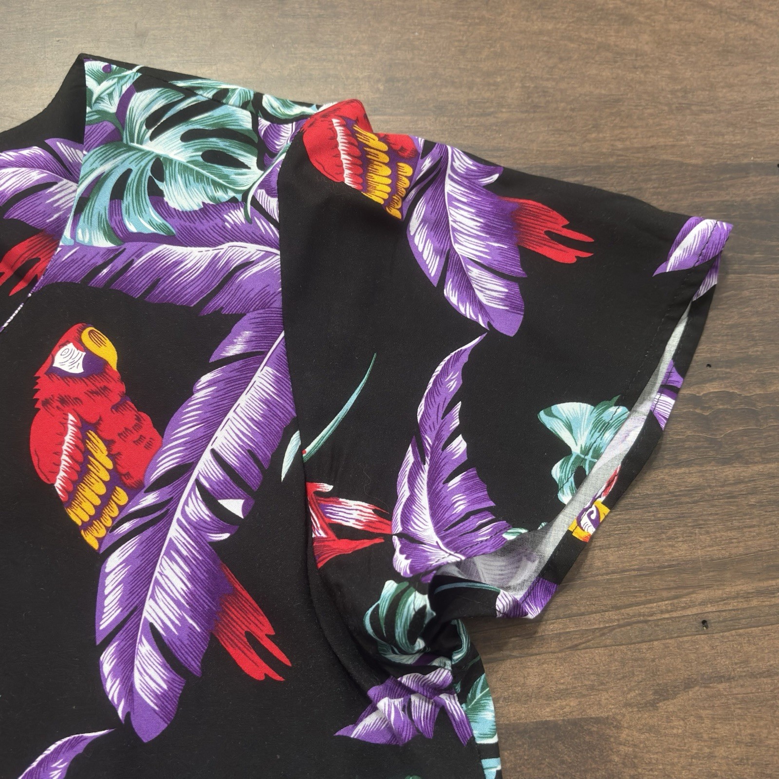 Vtg 90s Paradise Found Hawaiian Dress MIDI Womens Sz L Beachy Purple Tropical