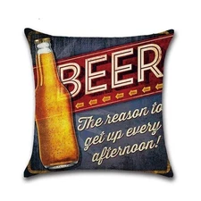 Afternoon Beer Pillow Case 17 x 17 Cotton Linen Design Décor USA SHIPPER