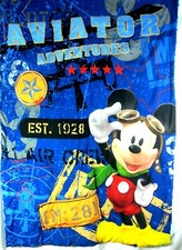 Disney Mickey Mouse Throw Blanket  Aviation Theme  Size 42 inch X 56 inch