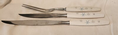 Atomic Starburst Set Mode Danish Carving Knife Fork Sheffield England Vintage