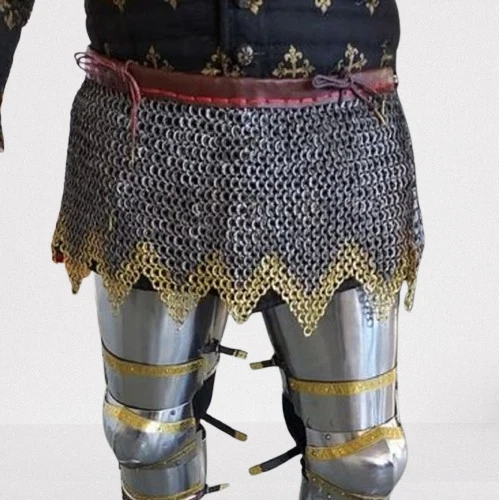 Chainmail Skirt ,Brass Zig Zag Border , 9 mm Flat Ring with soiled ring,Medieval - Image 4 of 4