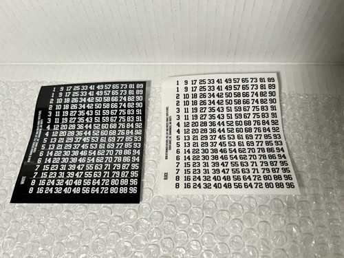 NFL Electric Football Tudor Games 9072 Uniform Number Sheets White And Black