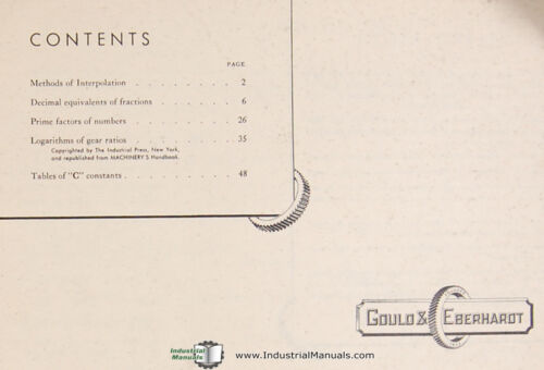 Gould & Eberhardt Tabella dei Decimali Frazioni Logaritmi Costanti Manuale 1940 - Foto 2 di 3