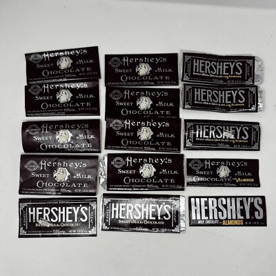 90s HERSHEY'S Candy Bar Wrapper Lot of 15 Chocolate Hershey, PA vintage Almond