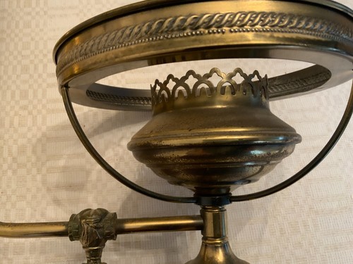 Antique brass 2 arms light fixture pendant chandelier bridge style no shades - Picture 17 of 20