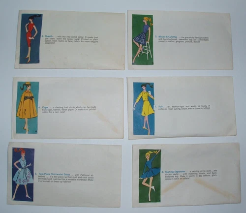 Vintage 1961 Barbie Sew-Easy Patterns by Advance Group B, Cut and No Envelope