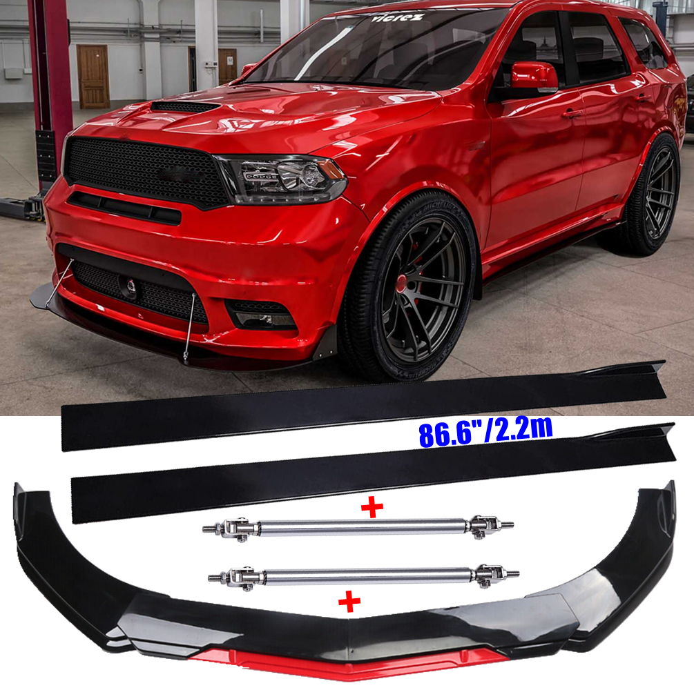 For Dodge Durango SRT RT Front Bumper Lip Splitter + Side Skirt +