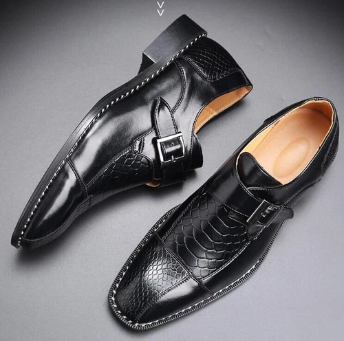 Scarpe da sposa eleganti da uomo inglesi eleganti formali fibbia punta a punta Oxford slip-on - Foto 7 di 25