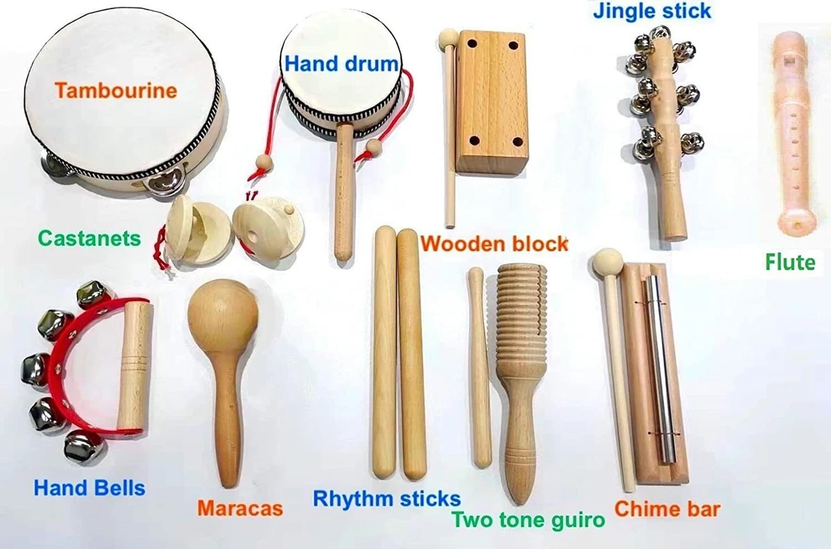 17 Pcs Wooden Musical Instruments Set for Children ELT Percussion