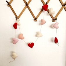 Love  Cupcakes Valentines 6 ft Felt Red White Pink Heart Garland New