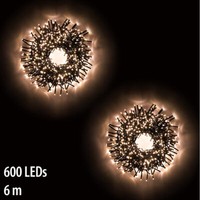 Lunartec 2Er Led-BüSchel-Lichterkette, 600 Leds, 8 Modi, IP44, 6 M, Warmweiß