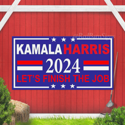Kamala Harris 2024 Flag Let's Finish The JOB Flag Garden Outdoor Banner