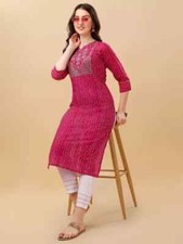 Women Cotton Rayon Designer Kurti Set Indian Bollywood Kurta Pant Set Dress