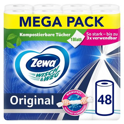 Zewa Wisch Weg Original Küchenrolle Haushaltspapier Power X Mega Pack 48 Rollen