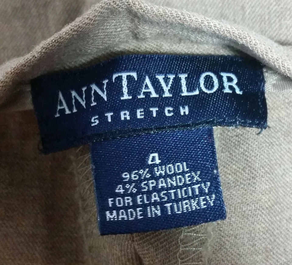 Pantalones de vestir Ann Taylor para mujer talla 4 marrón elástico mezcla de lana carrera Foto 3 de 3