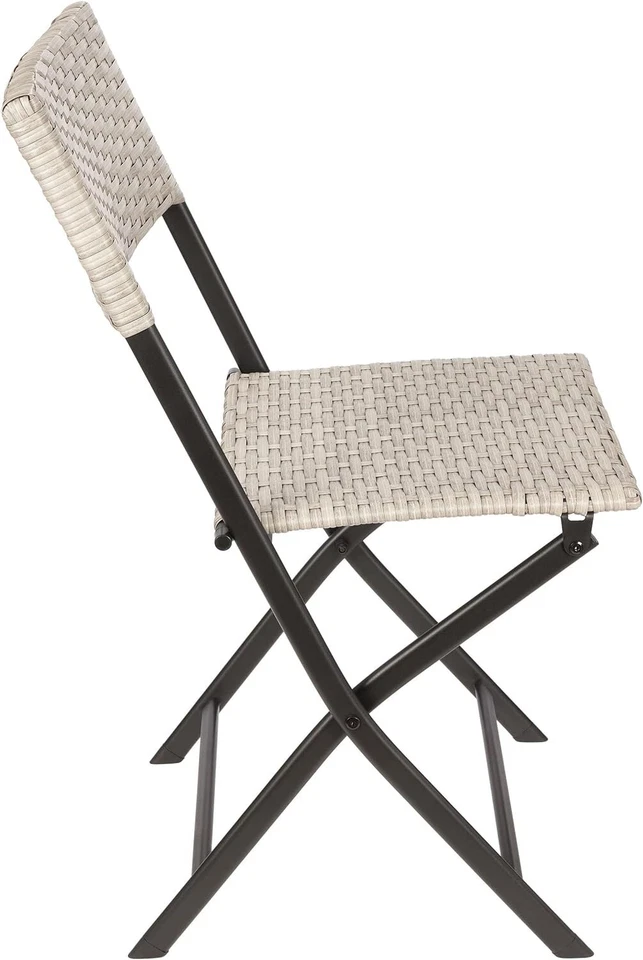 Balkon Bistro Set Rattan Sitzgruppe Garten Möbel Stühle und Tisch 60x60 Klappbar - Bild 3 von 4