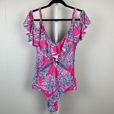 Marilyn Monroe Swimwear One Piece Swimsuit Cold Shoulder Pink Floral Print 2X