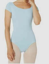  81 Bloch Women's Blue Solid Cap Short Sleeve Essential Leotard One Piece Sz P