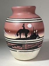 VTG Native American Navajo Pottery Vase Water Jar w/ Lid 6" Signed Hamson Indian