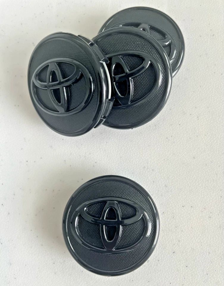 4 tapas centrales de rueda Toyota 57 mm negro mate con logotipo para Corolla Prius y Yaris Foto 3 de 4