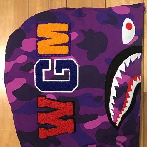 BAPE Shark Full Zip Hoodie Puffer Down Jacket Purple camo A Bathing Ape Size L - Picture 4 of 10