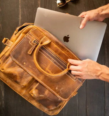 Kodiak BUFFALO LEATHER PILOT BAG (Antiue Brown)