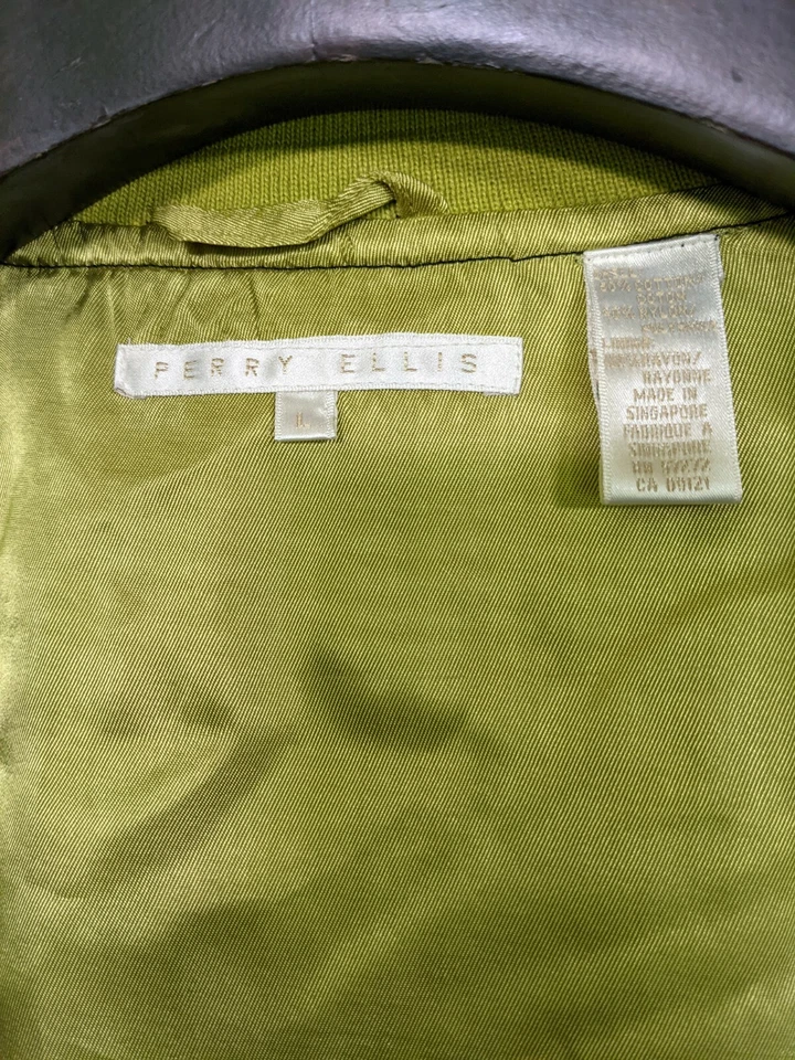 Perry Ellis Vintage 90s Chartreuse Black Bomber Windbreaker L - Image 4 of 4