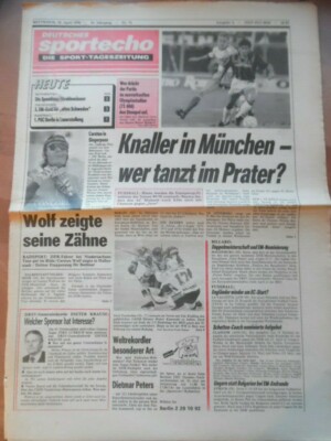DEUTSCHES SPORTECHO 18. April 1990 Fußball-EC Uwe Ampler Radsport Eishockey-WM
