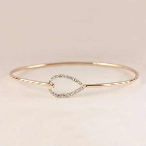 3Ct Round Cut Diamond Lab Created Women's Bangle Bracelet 14K Rose Gold Plated - Picture 2 of 3