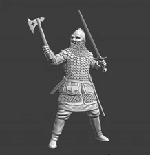 Northern Crusades Miniatures Medieval Russian knight w axe & sword 28 32 35 54mm
