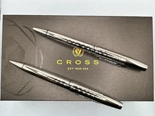 Cross Coventry Polished Chrome Ballpoint Pen & Pencil Gift Set NEW AT0661-7