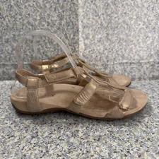 Vionic Rest Jodie Sandals Womens 8 Gold Pearl Galdiator Wedge Comfort Flats