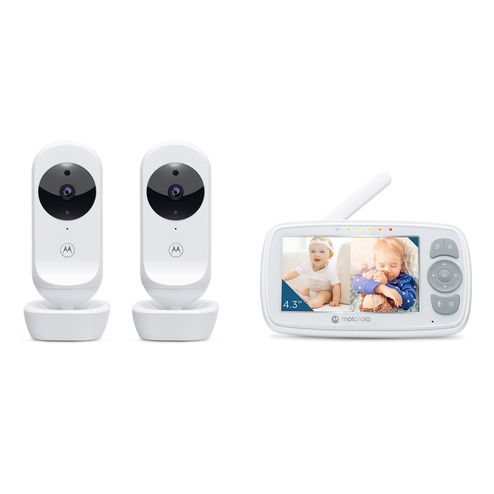 Motorola VM34 Video Baby Monitor W/2 Cameras, 1000ft Range, 2.4 GHz Wireless ...