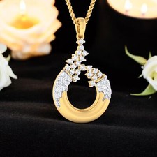 0.65 TCW F/VS1 Round Brilliant Cut Natural Diamonds Necklace in 14K Yellow Gold