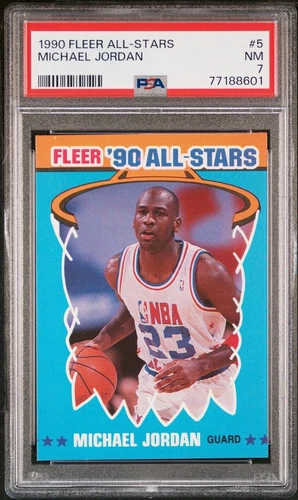 Michael Jordan 1990 Fleer All-Stars Basketball #5 Chicago Bulls PSA 7 (NM) HOF
