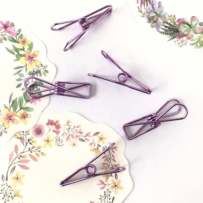 Planner Clips Spring Paperclips Purple Metallic Wire Binder Accessory 33mm 