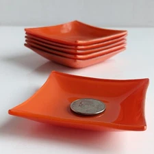 VTG Orange Condiment Dishes CB2 Little Cayman 3.5" Glass Set of 6 Good Condition
