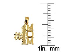 14k Solid Yellow Gold 1 Mom Pendant Charm Mother's Day Gift for Mom 1 Madre